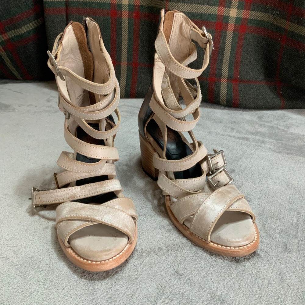 Freebird by Steven W10 Phoenix Distressed Leather Gladiator Block Heel Sandal - Picture 4 of 10